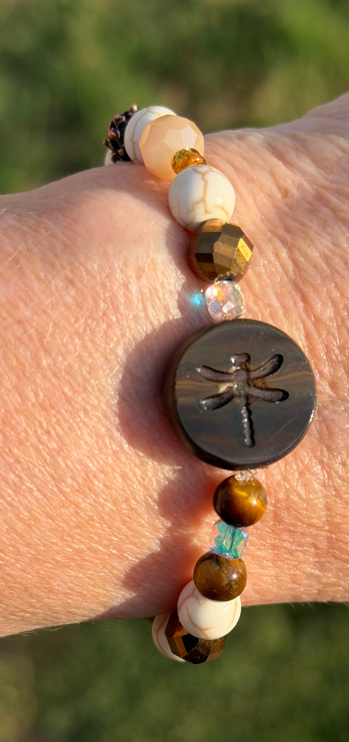 Dockside Daydream | Natural Gemstone Dragonfly Bracelet