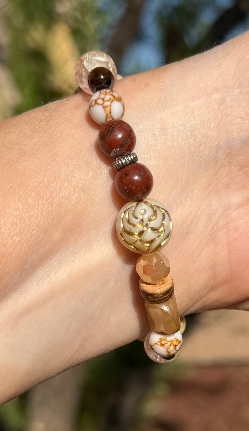 Golden Wildflower | Tiger's Eye & Pink Quartz Bracelet