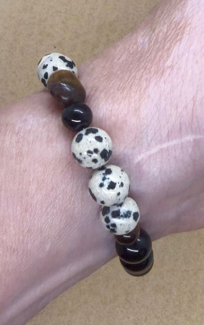 Wild & Grounded | Dalmatian Jasper, Tiger's Eye & Black Onyx Bracelet