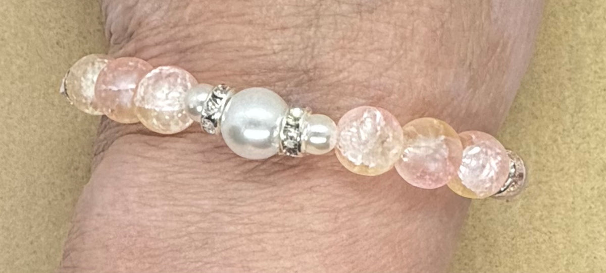 Blush & Pearls | Rose Quartz & Pink Cracked Quartz Bracelet