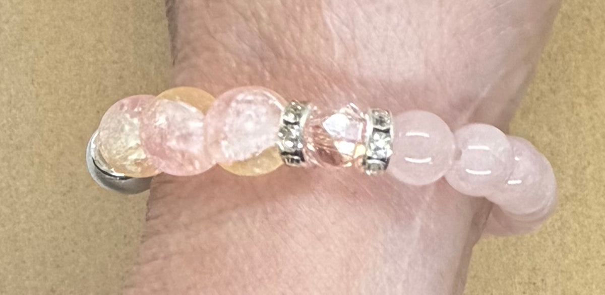 Blush & Pearls | Rose Quartz & Pink Cracked Quartz Bracelet