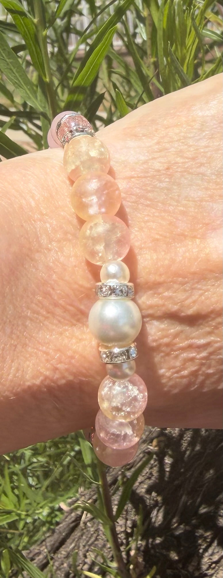 Blush & Pearls | Rose Quartz & Pink Cracked Quartz Bracelet