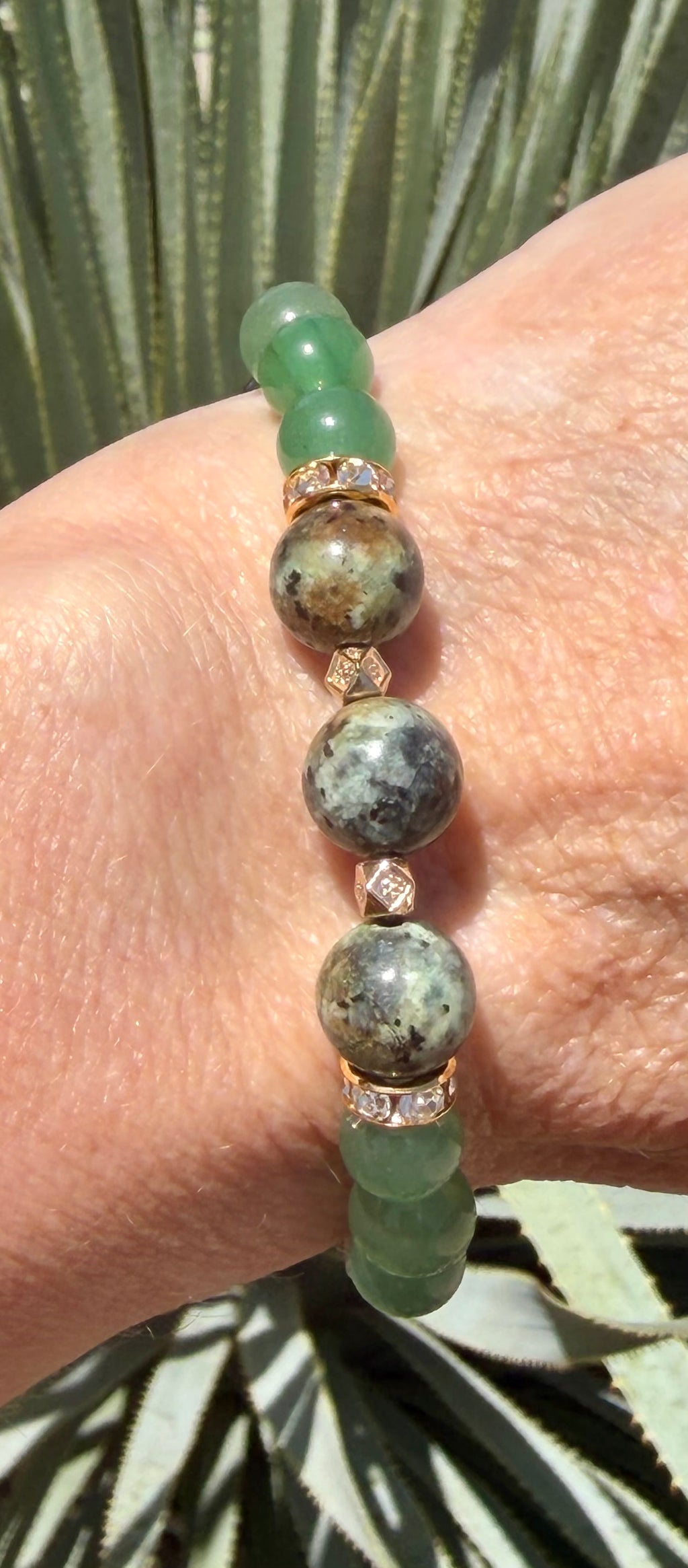 Wild Sage & Gold | African Turquoise Jasper, Aventurine & Tiger’s Eye Bracelet