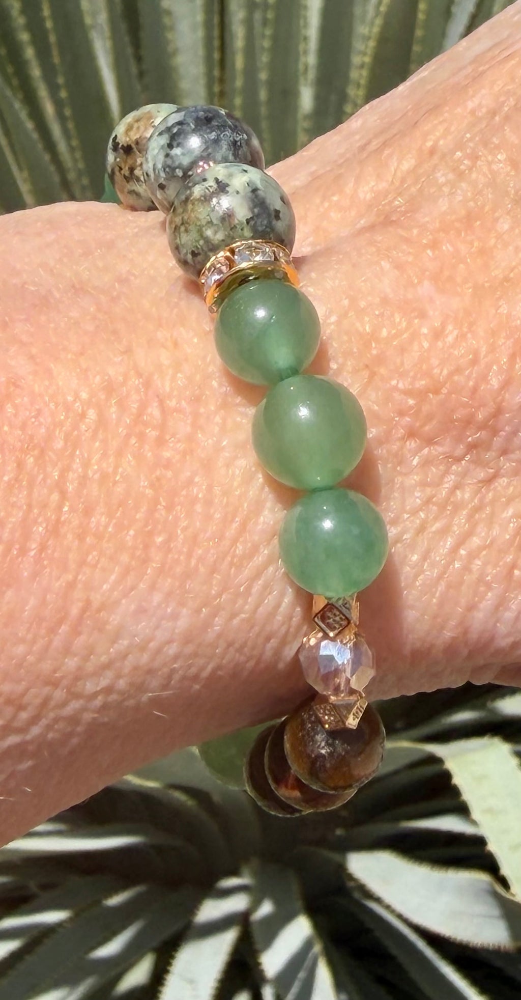 Wild Sage & Gold | African Turquoise Jasper, Aventurine & Tiger’s Eye Bracelet