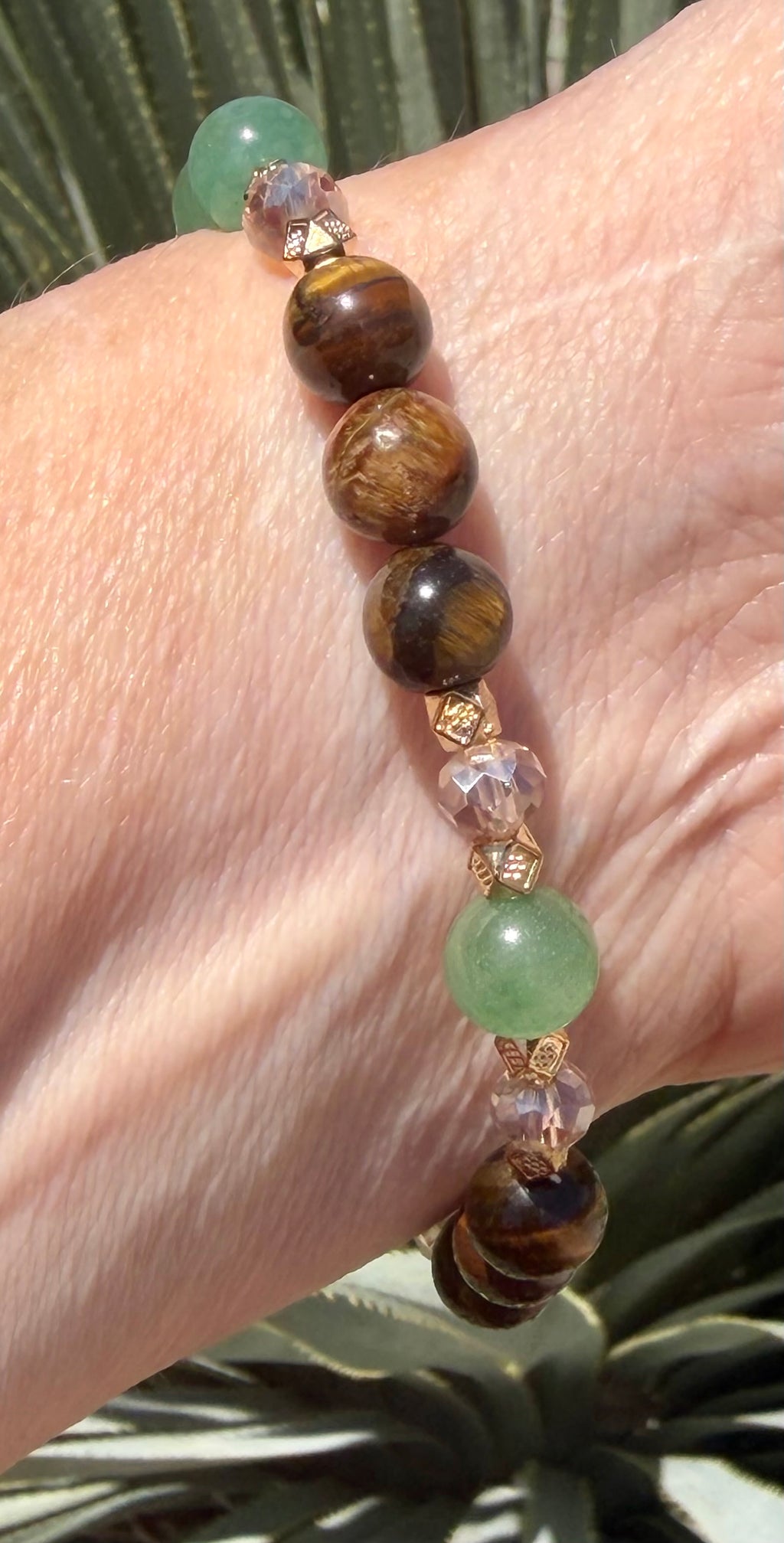 Wild Sage & Gold | African Turquoise Jasper, Aventurine & Tiger’s Eye Bracelet