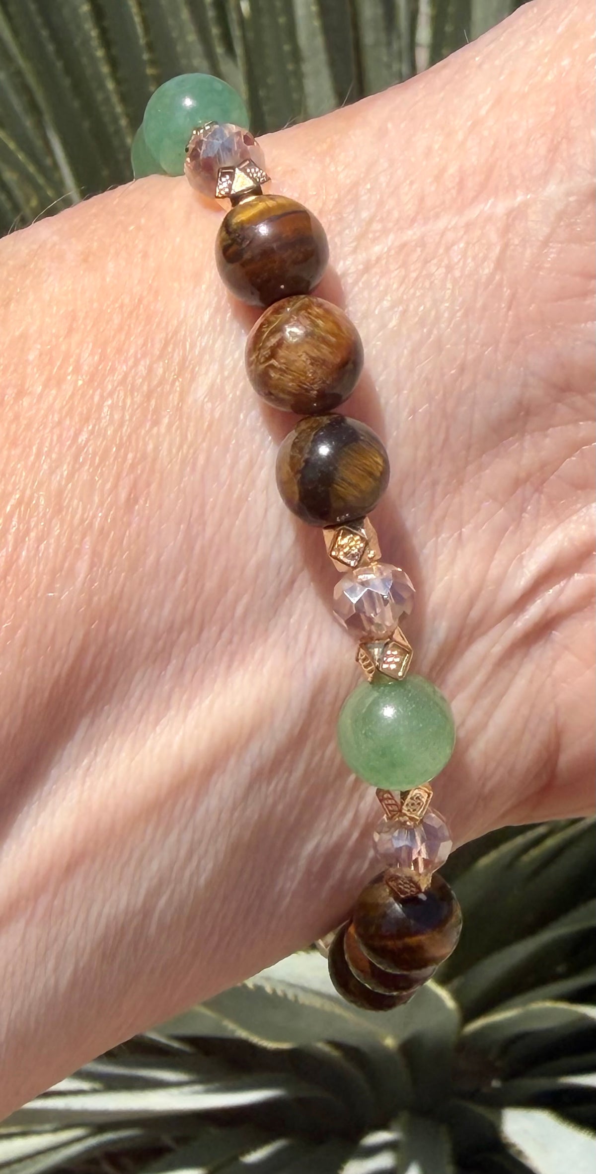 Wild Sage & Gold | African Turquoise Jasper, Aventurine & Tiger’s Eye Bracelet