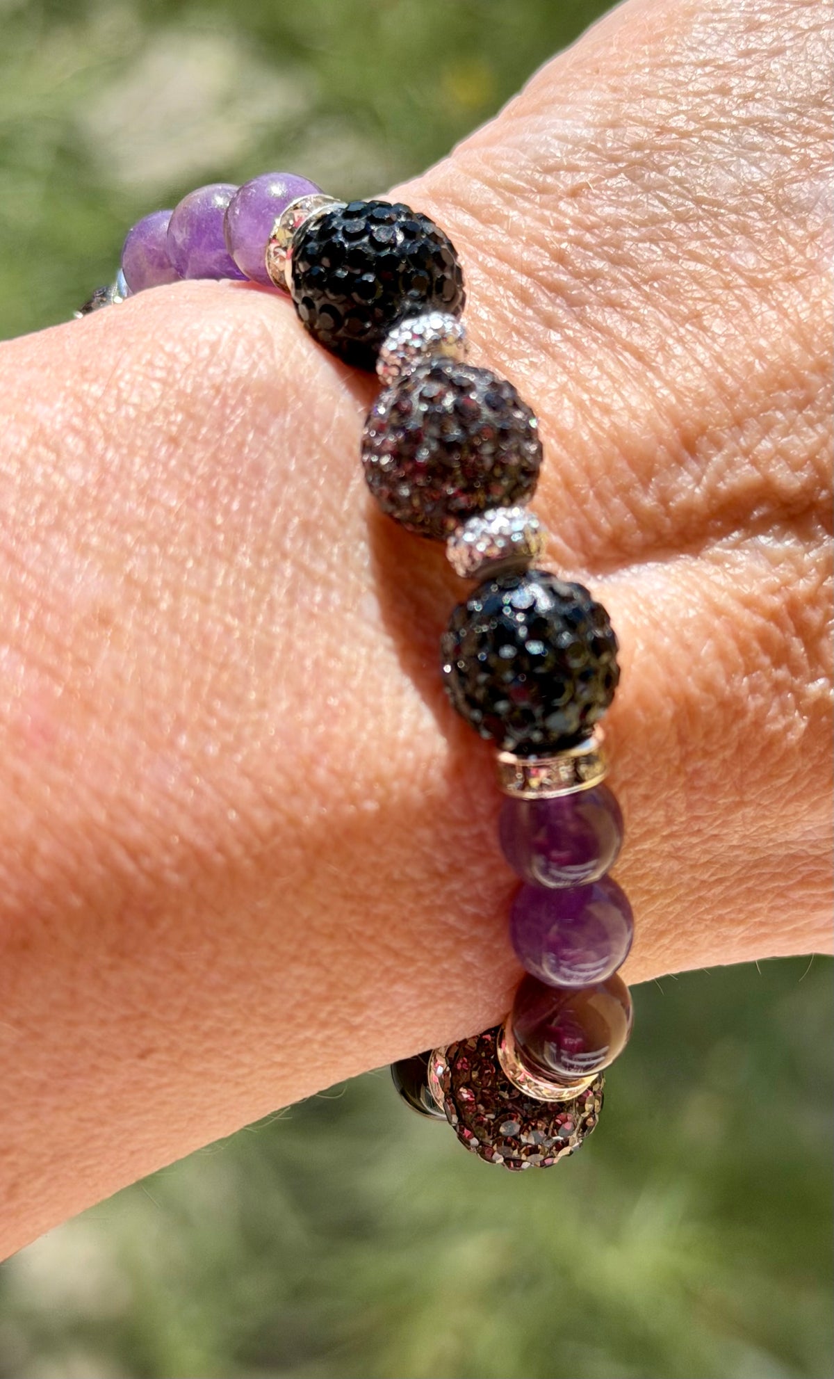 Moo-dy Judy | Chevron Amethyst & Silver Sheen Obsidian Bracelet