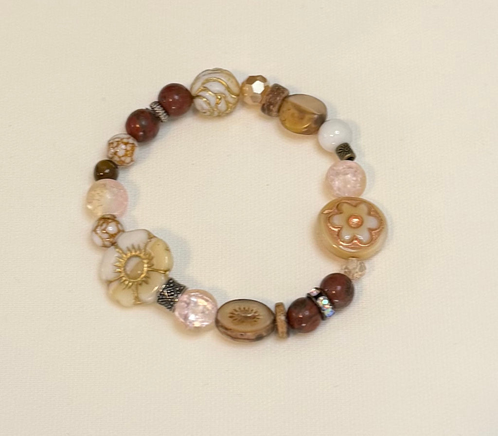 Golden Wildflower | Tiger's Eye & Pink Quartz Bracelet